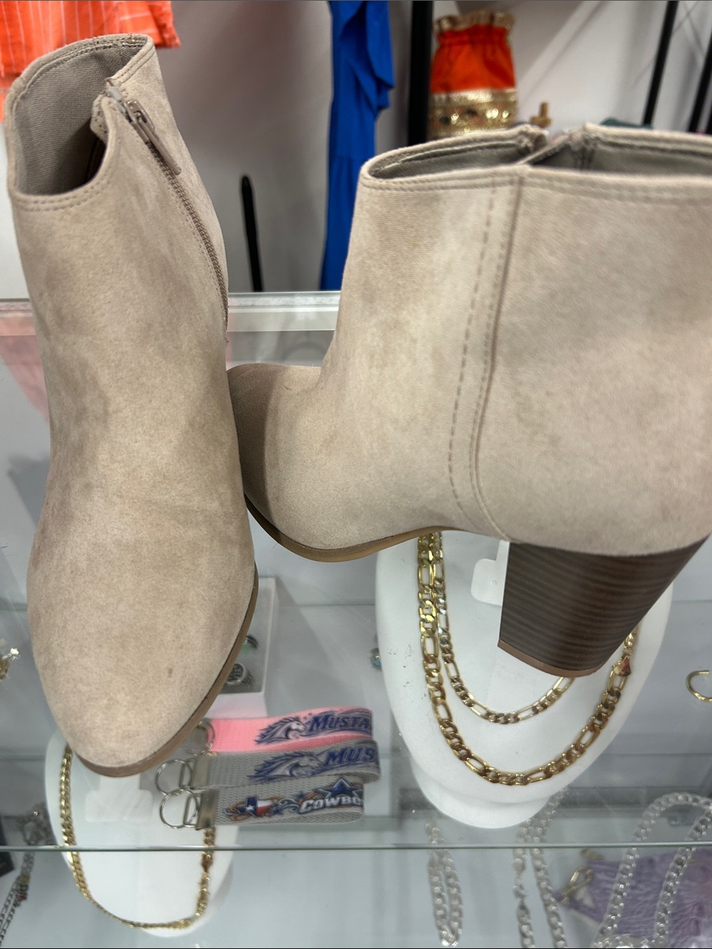 Old Navy Light Taupe Suede Ankle Booties